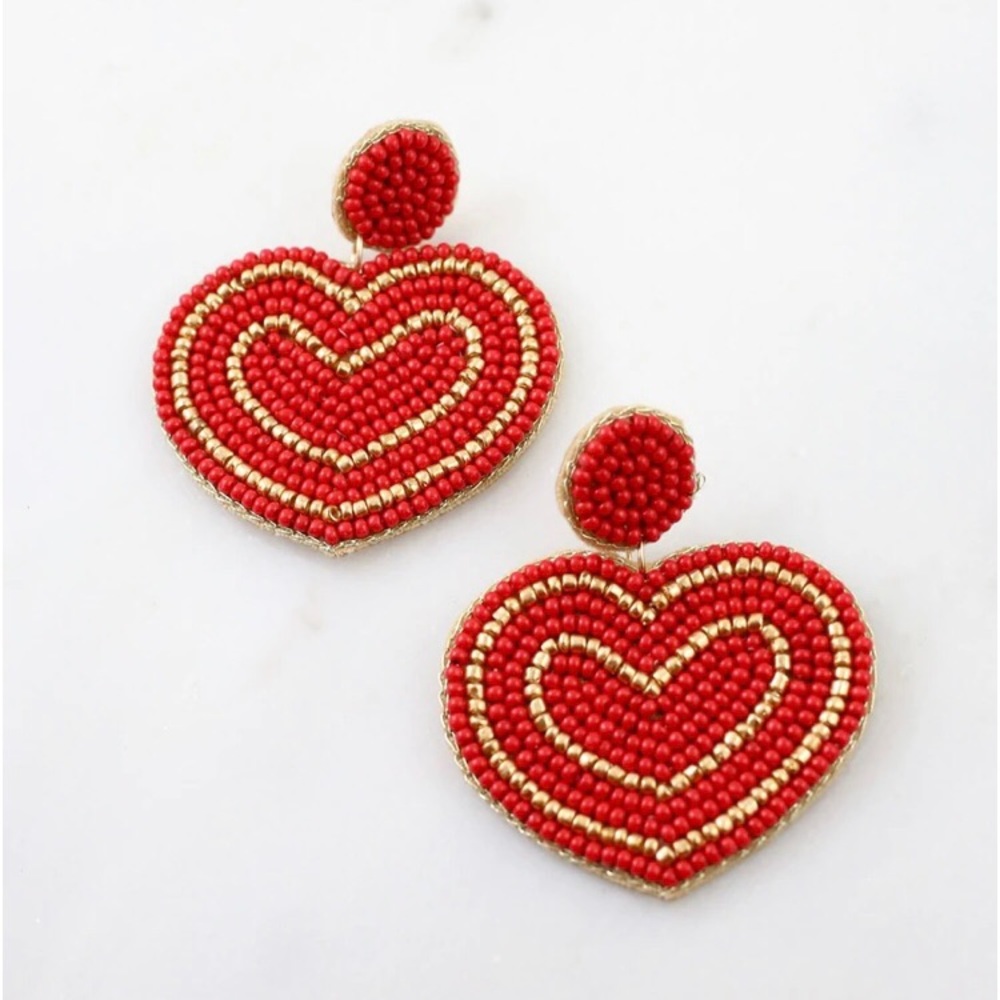 Red beaded hearts